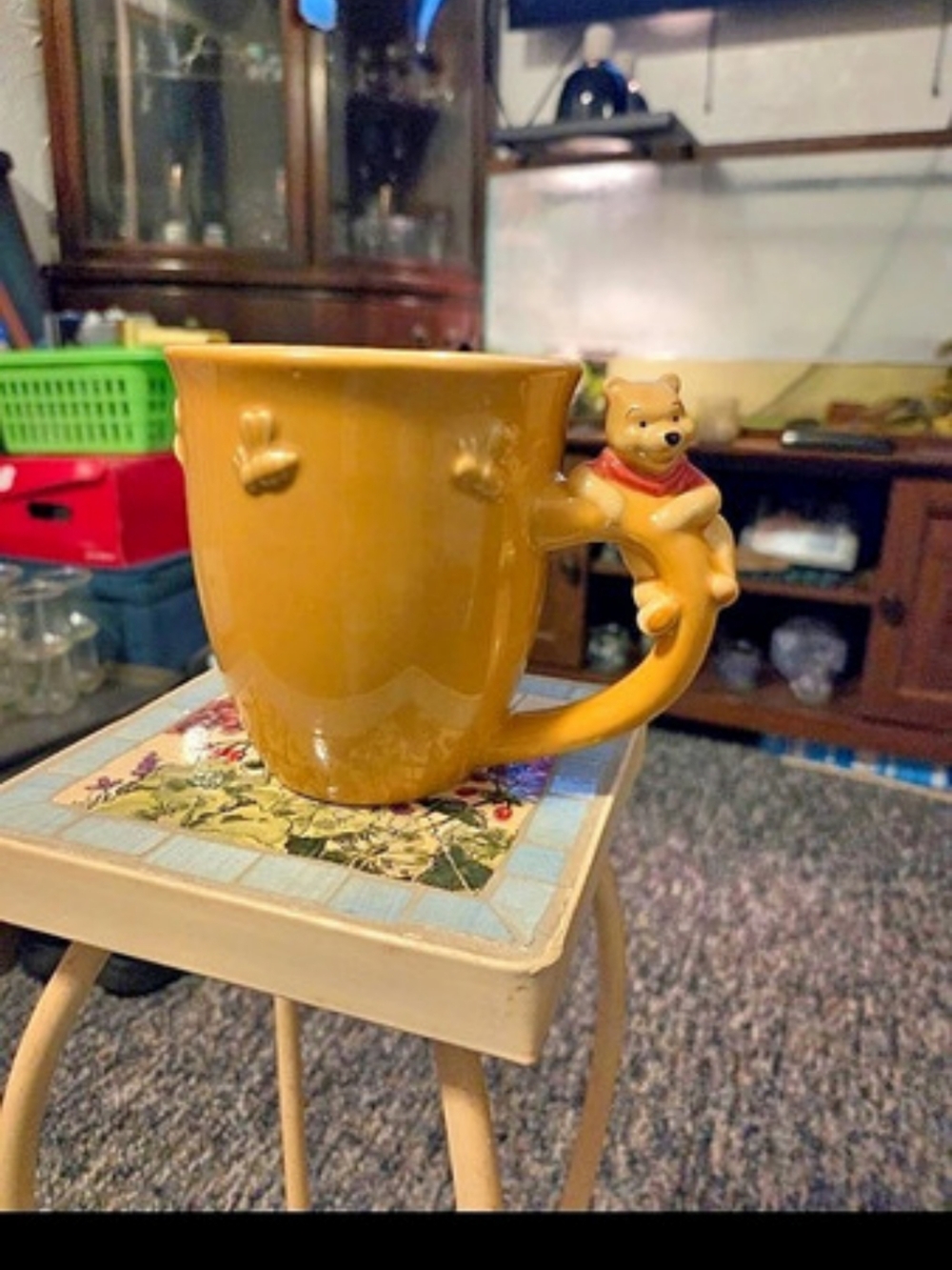 Disney The Disney Store Winnie the Pooh Sculpted Handle Mug Orange & Yellow